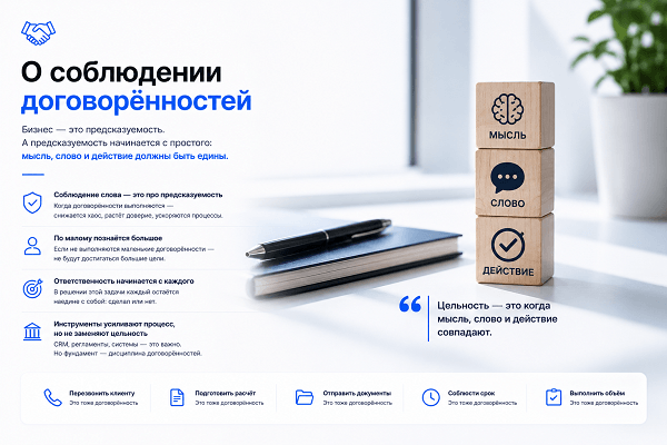 О соблюдении договорённостей в бизнесе