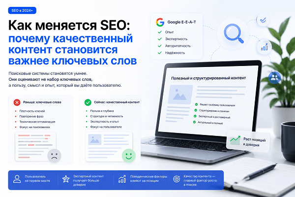 Как меняется SEO: почему качественный контент становится важнее ключевых слов