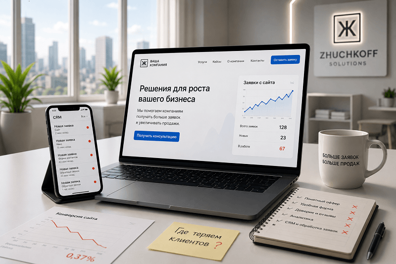 Сайт может выглядеть современно и дорого, но не приносить ни одной заявки. Разбираем основные ошибки, из-за которых бизнес теряет клиентов ещё до первого звонка.