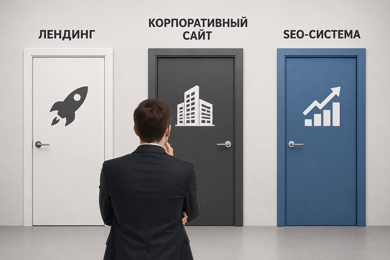 Как выбрать сайт для бизнеса: лендинг, корпоративный сайт или SEO-сайт